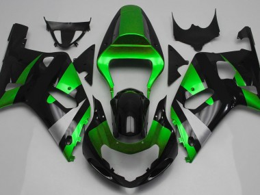 2001-2003 Gloss Green and Black GSXR 600-750 Motorcycle Fairings