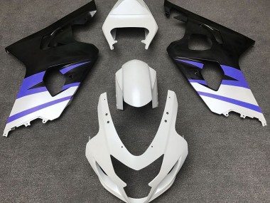 2004-2005 Matte White & Blue GSXR 600-750 Motorcycle Fairings