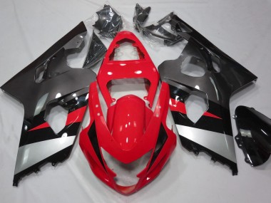 2004-2005 Red and Silver Gloss GSXR 600-750 Motorcycle Fairings